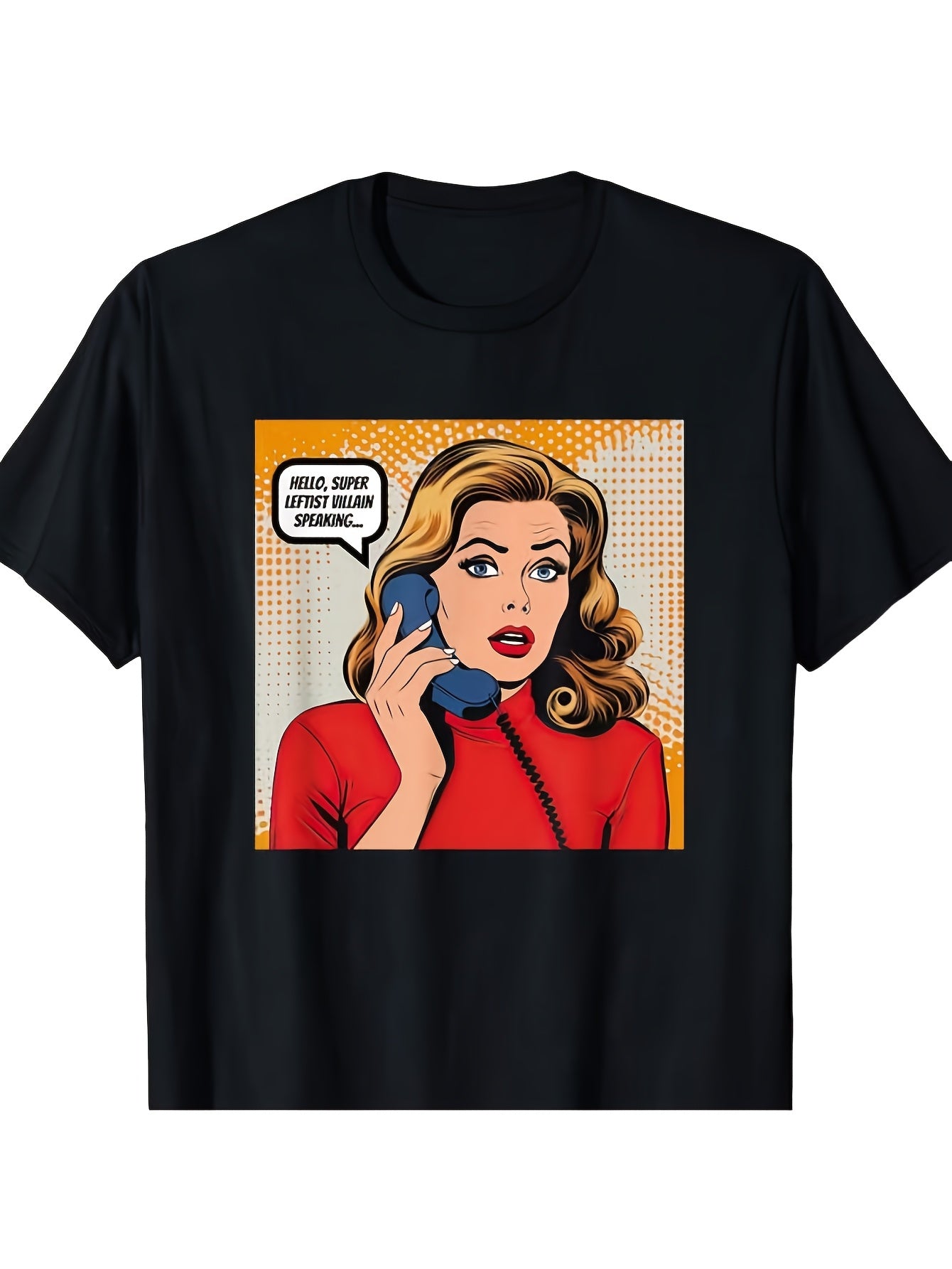 Men's Funny Leftist Villain Political Pop Art T-Shirt - Retro 60s 70s Inspired Vintage Graphic Tee with Red & Yellow Retro Design Same Style for Men and Women 2026 Summer Short-sleeved Printed T-shirt 180G