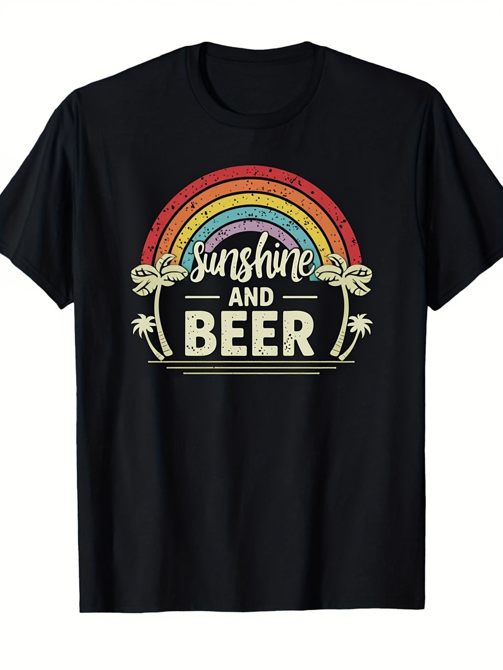 Casual Summer Short-Sleeve T-Shirt Featuring a Sunshine Beer Print, Perfect for Beach Outings And Street Style. Suitable for Adults, This Elegant Round Neck Design Is Available in S Size And Is Ideal for Fashion Lovers. The Same Style Is Offered for