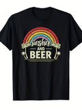 Casual Summer Short-Sleeve T-Shirt Featuring a Sunshine Beer Print, Perfect for Beach Outings And Street Style. Suitable for Adults, This Elegant Round Neck Design Is Available in S Size And Is Ideal for Fashion Lovers. The Same Style Is Offered for
