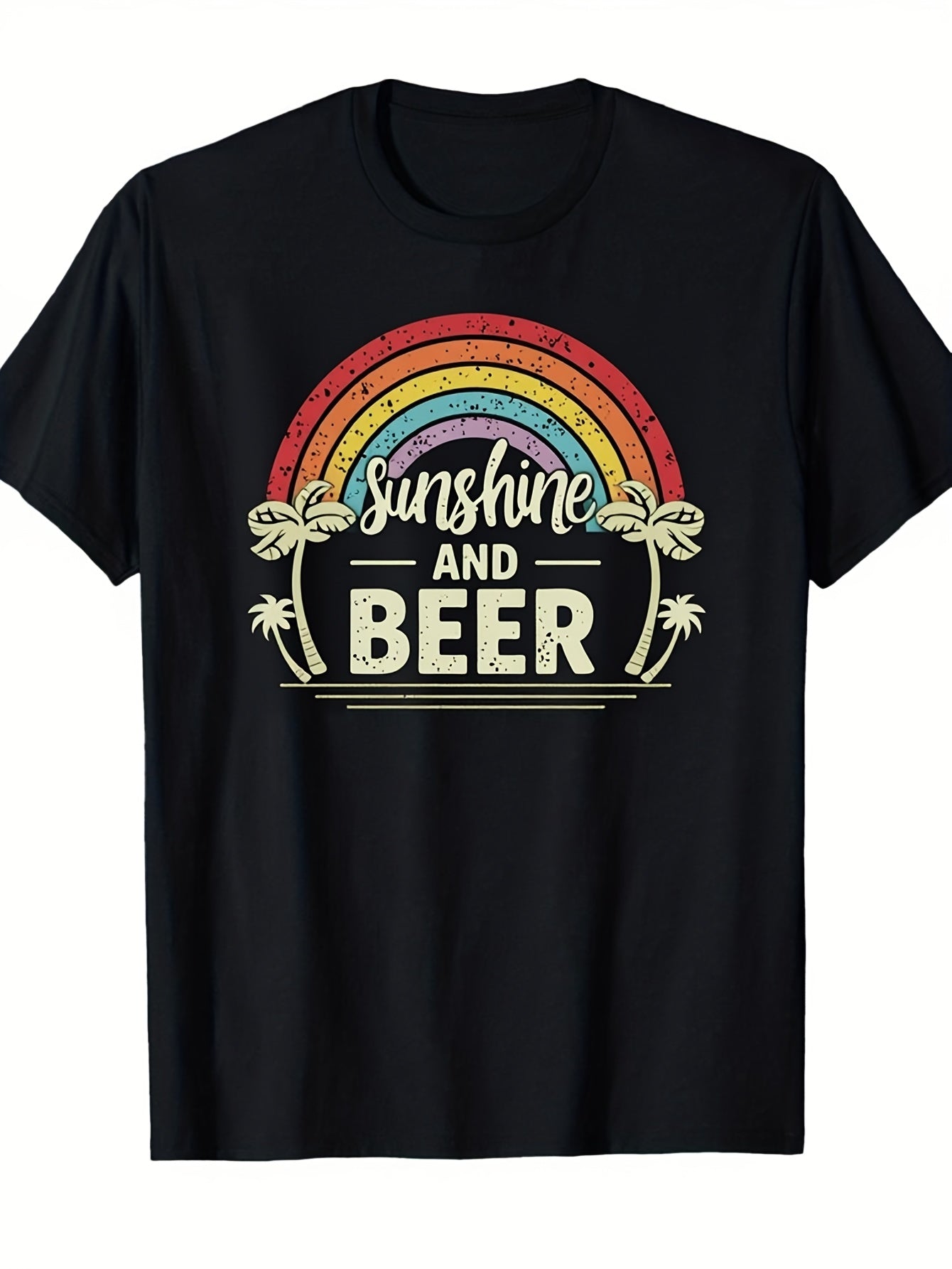 Casual Summer Short-Sleeve T-Shirt Featuring a Sunshine Beer Print, Perfect for Beach Outings And Street Style. Suitable for Adults, This Elegant Round Neck Design Is Available in S Size And Is Ideal for Fashion Lovers. The Same Style Is Offered for