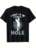 1pc Funny Humor T-Shirt | Mature Style, Short Sleeve, Crew Neck, Joke Front Print, Machine Washable, Suitable for Casual Wear & Outdoor Golfing, All-season, Vintage Style, Regular Fit, 180G Fabric