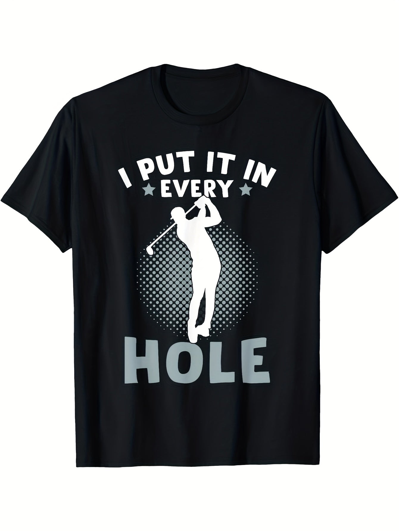 1pc Funny Humor T-Shirt | Mature Style, Short Sleeve, Crew Neck, Joke Front Print, Machine Washable, Suitable for Casual Wear & Outdoor Golfing, All-season, Vintage Style, Regular Fit, 180G Fabric