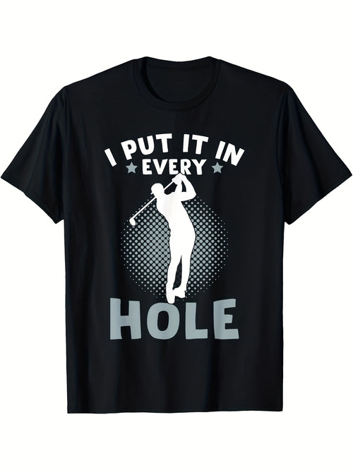 1pc Funny Humor T-Shirt | Mature Style, Short Sleeve, Crew Neck, Joke Front Print, Machine Washable, Suitable for Casual Wear & Outdoor Golfing, All-season, Vintage Style, Regular Fit, 180G Fabric