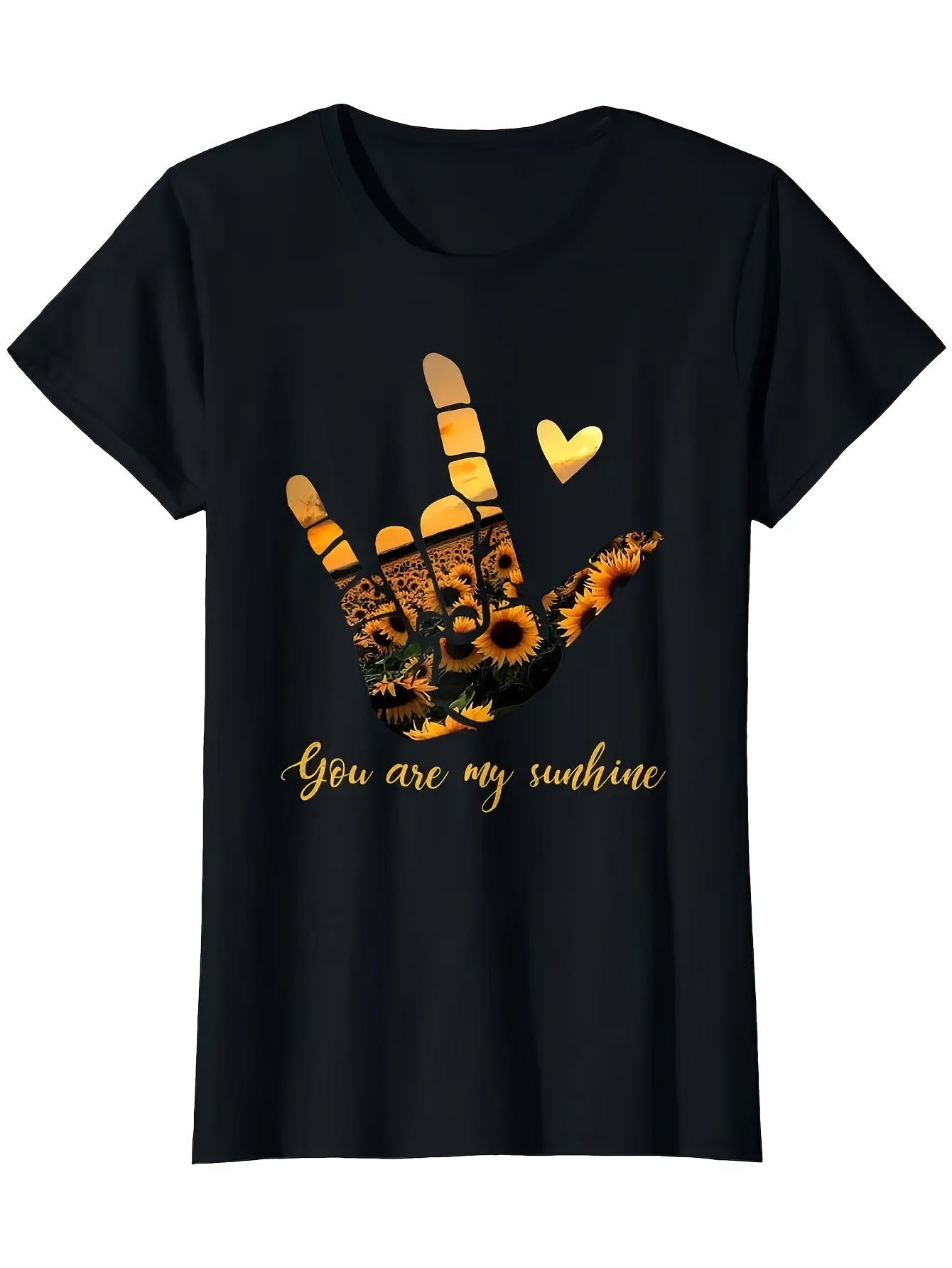 ASL I Love You Hand Sign T Shirt Same Style for Men And Women 2026 Summer Short-Sleeved Printed T-Shirt 180G