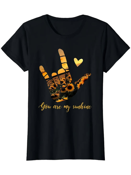 ASL I Love You Hand Sign T Shirt Same Style for Men And Women 2026 Summer Short-Sleeved Printed T-Shirt 180G