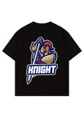 Available in Six Sizes, This 180G Black Short-Sleeve T-Shirt Features a Knight Print, Perfect for Casual Daily Wear. It Comes in a Similar Style for Both Men And Women, Ideal for Summer 2026
