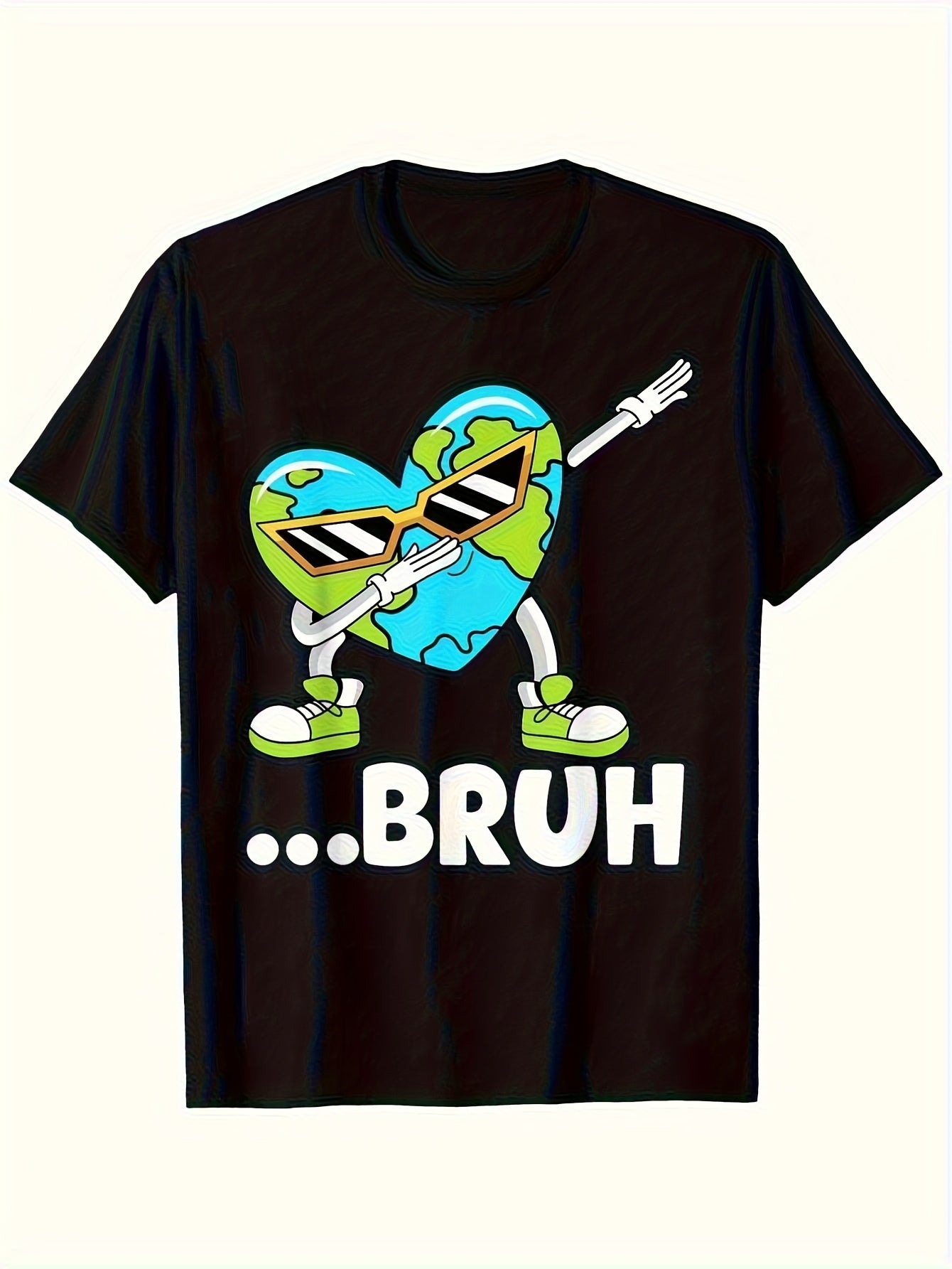 Bro Men's Fun Astronomy T-Shirt - Soft Black Short-Sleeve with a Dancing Planet Pattern Suitable for Casual Parties And Street Style Machine Washable Adult Gift Featuring a Spaceship Design Same Style for Men and Women 2026 Summer Short-sleeved