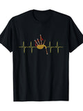 Bagpipe Heartbeat Pattern-Shirt- Heavy -Shirt with Heartbeat Line Design- Scottish Bagpipe Players and Music Lovers- Black Shirt with Red Bagpipes- Regular Fit Adult Casual Wear Musician A Same Style for Men and Women 2026 Summer Short-sleeved