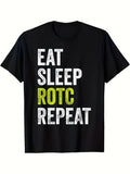 Eat Sleep ROTC Cycling American ROTC T Shirt Crew Neck Casual Printed Fashion 220g Same Style for Men and Women 2026 Summer Short-sleeved Printed T-shirt 180G