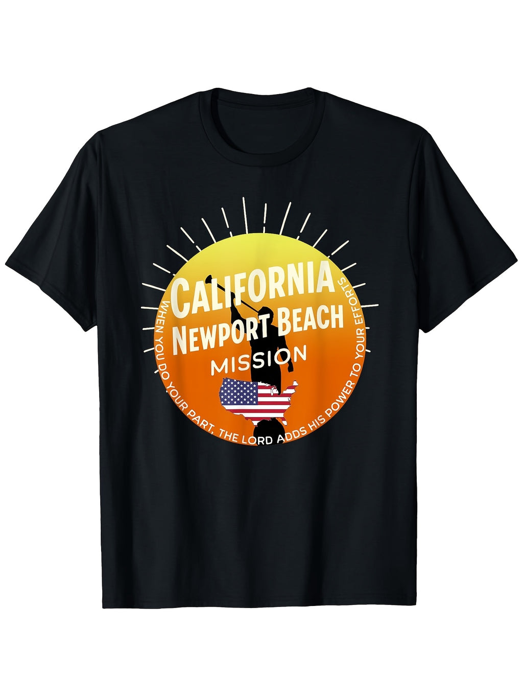 This Is a Leisure-Style T-Shirt Featuring a Design for The California Newport Beach Mormon LDS Mission. Made from 100% Pure with a Fabric Weight of 180G