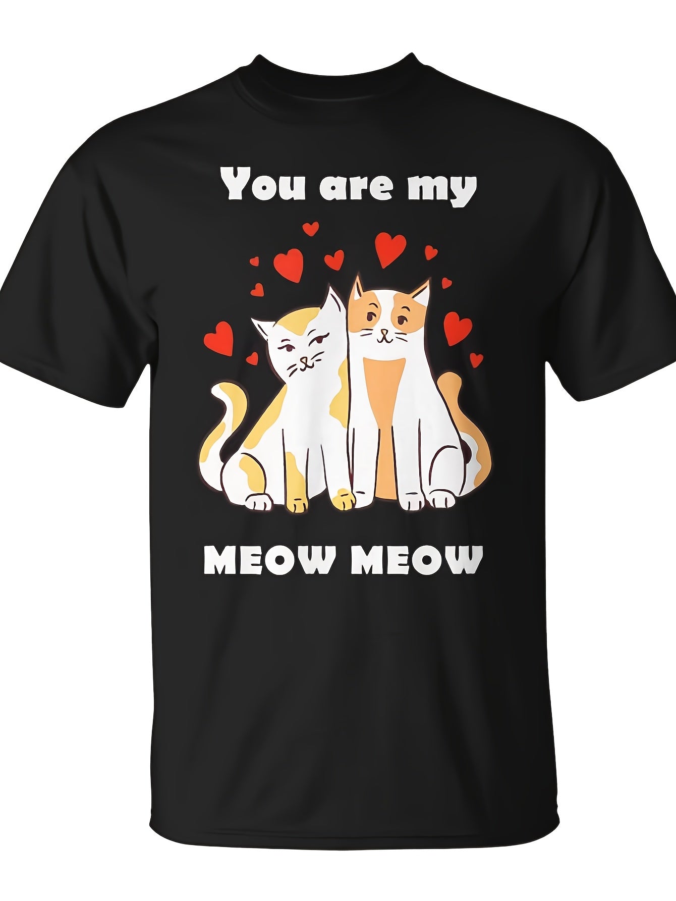 Cat Couples In Love Proof Of Love Cute Cats In Love T-Shirt - Monsterry Same Style for Men and Women 2026 Summer Short-sleeved Printed T-shirt 180G