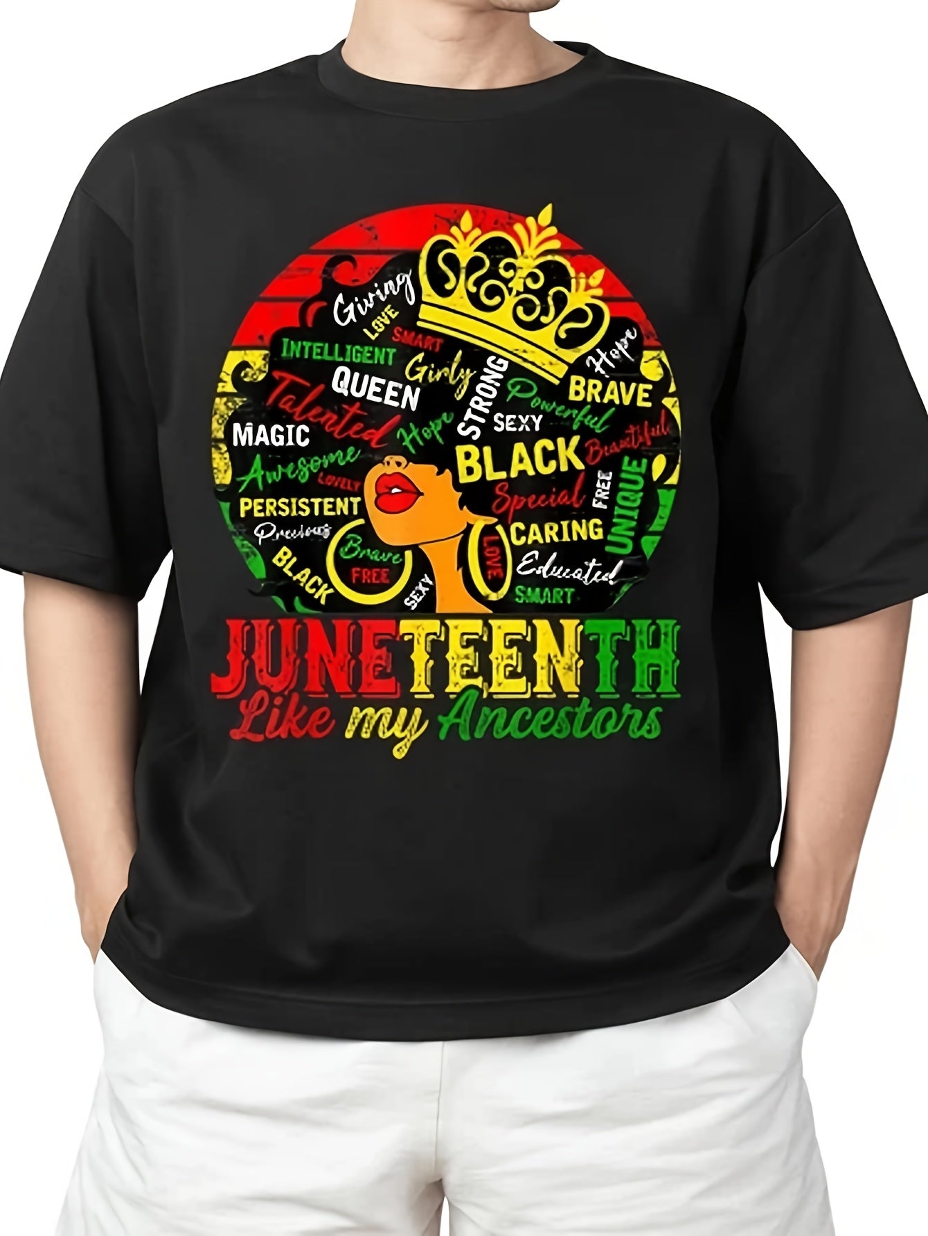Black Freedom 1865 Juneteenth Like My Ancestors for Adult S-4XL T-Shirt | Same style for men and women, 2026 summer short-sleeved printed T-shirt, 180G, Vintage Style, Crew Neck, Pullover, Slight Stretch Fabric, Regular Fit, Drawing Pattern