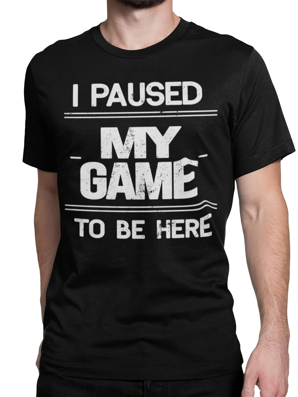 BROOKLYN VERTICAL I Paused My Game to Be Here Funny Video Gamer Gaming Short Sleeve Crew Neck T-Shirt (as1 Alpha Xx Same Style for Men and Women 2026 Summer Short-sleeved Printed T-shirt 220G