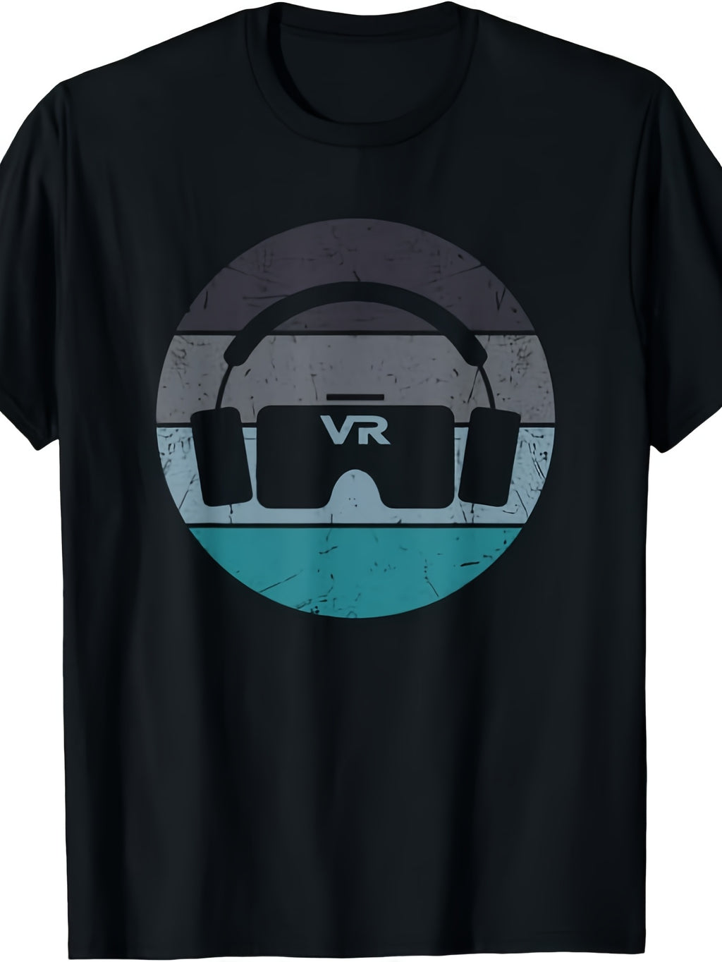 Unisex Crewneck T-Shirt - Humorous Vintage VR Gamer Design for Boys And Men, Gaming Tee. Identical Style for Both Genders, 2026 Summer Short-Sleeve Printed Shirt, 220G