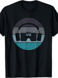 Unisex Crewneck T-Shirt - Humorous Vintage VR Gamer Design for Boys And Men, Gaming Tee. Identical Style for Both Genders, 2026 Summer Short-Sleeve Printed Shirt, 220G