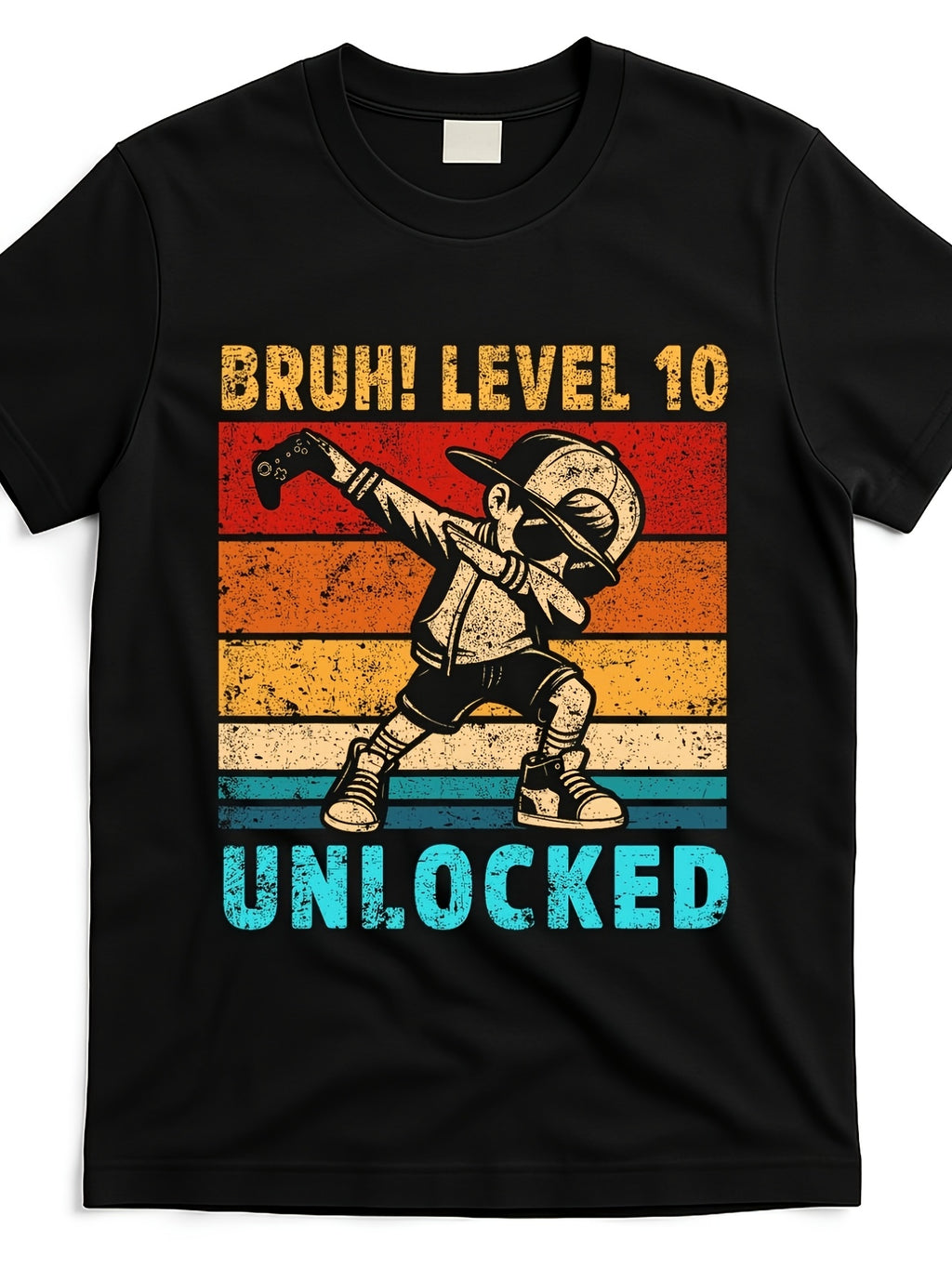 10th Birthday Gaming T Shirt Retro Vintage Bruh Level 10 Unlocked Design Soft Breathable Crew Neck Tee for Adults Birthday Party Outfit or Gamer Apparel Funny Gaming Achievement Sh Same Style for Men and Women 2026 Summer Short-sleeved Printed T