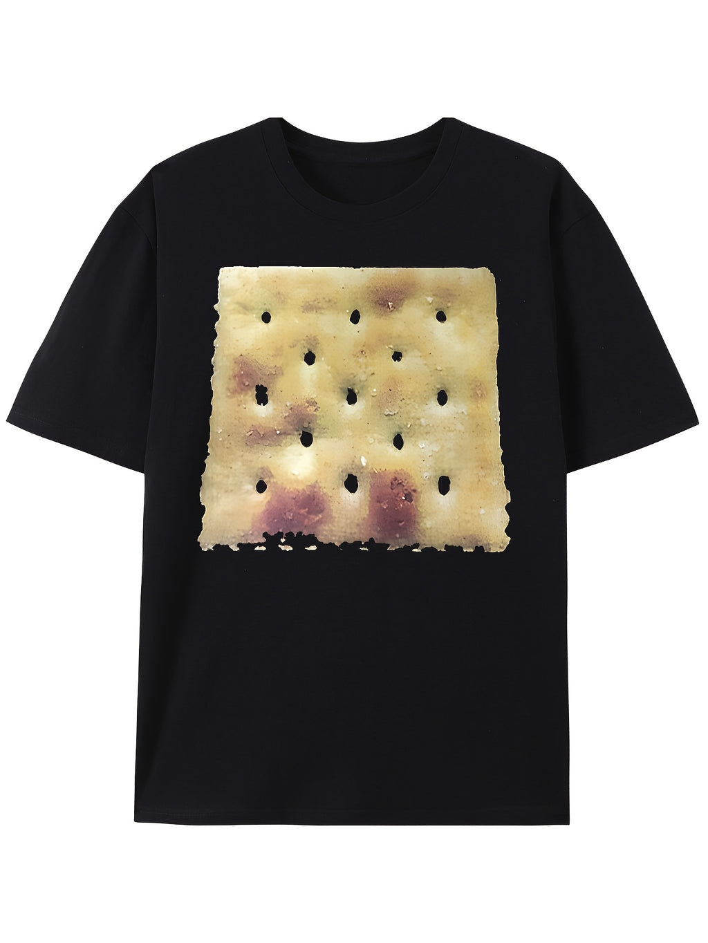 Men'S Funny Cracker Graphic T-Shirt | Soft Casual Fit, Short Sleeve, Black, Sizes S-3XL, Playful Cracker & Cheese Design, Perfect for Outdoor Activities & Thanksgiving Gatherings, Vintage Style, Crew Neck, Slight Stretch Fabric, Regular Fit