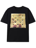 Men'S Funny Cracker Graphic T-Shirt | Soft Casual Fit, Short Sleeve, Black, Sizes S-3XL, Playful Cracker & Cheese Design, Perfect for Outdoor Activities & Thanksgiving Gatherings, Vintage Style, Crew Neck, Slight Stretch Fabric, Regular Fit