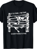 Funny Goat It's Fine I'm Fine Everything Is Fine T-Shirt Small Same Style for Men and Women 2026 Summer Short-sleeved Printed T-shirt 180G