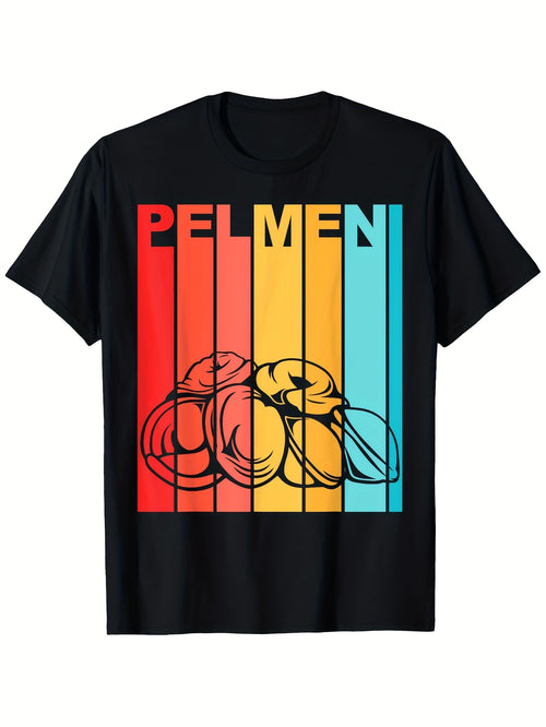 1pc Indonesian Klepon Themed T-Shirt | Sports Style Crew Neck Short Sleeve All-Season Knit Fabric with Slight Stretch Regular Fit Single-Side Print for Culture Lovers & Food Festivals | Same Style for Men and Women, Vintage Style
