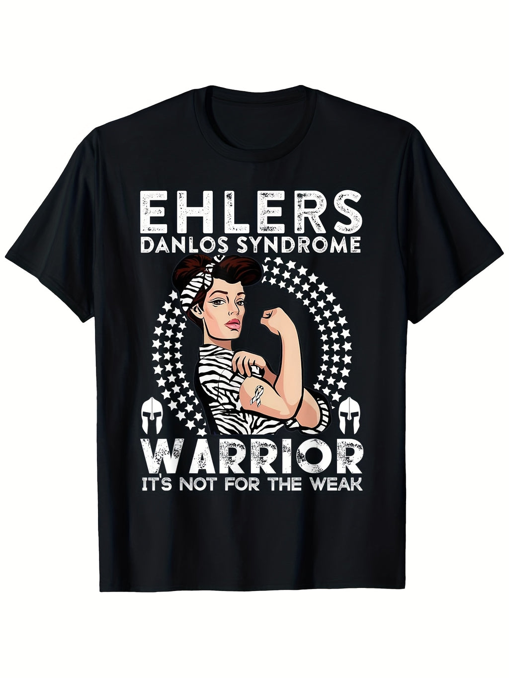 Eds Warrior Zebra Gift Ehlers Danlos Syndrome Awareness T Shirt 100% Holiday Gift Men Women Dad Family Mom Friends 180g Couple Love Top Couple Short Sleeve Black Crew Neck T Sh Same Style for Men and Women 2026 Summer Short-sleeved Printed T-shirt