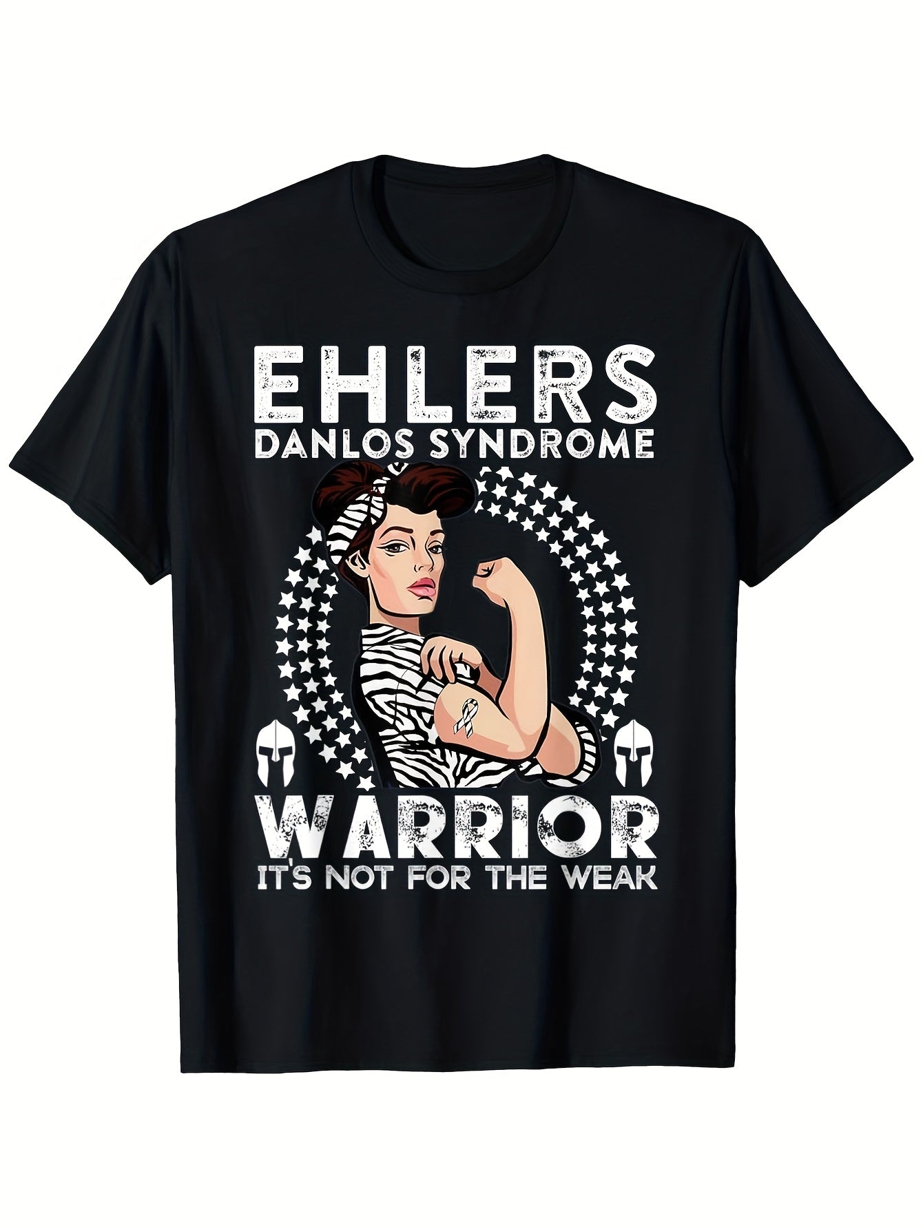 Eds Warrior Zebra Gift Ehlers Danlos Syndrome Awareness T Shirt 100% Holiday Gift Men Women Dad Family Mom Friends 180g Couple Love Top Couple Short Sleeve Black Crew Neck T Sh Same Style for Men and Women 2026 Summer Short-sleeved Printed T-shirt