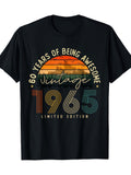 60th Birthday Limited Edition Vintage 1965 T-Shirt 100% 180g Crew Neck Casual Style Suitable for Spring Summer Fall Ideal for Couples and Elders Same Style for Men and Women 2026 Summer Short-sleeved Printed T-shirt 180G
