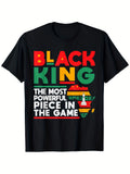 Black King Men'S T-Shirt | Celebrating Black History Month, Comfortable 100% Breathable, Durable, Regular Fit S XXXL, Bold Graphic Design with Chess Piece Motif, Same Style for Men and Women, 2026 Summer Short-Sleeved Printed T-Shirt, 180G