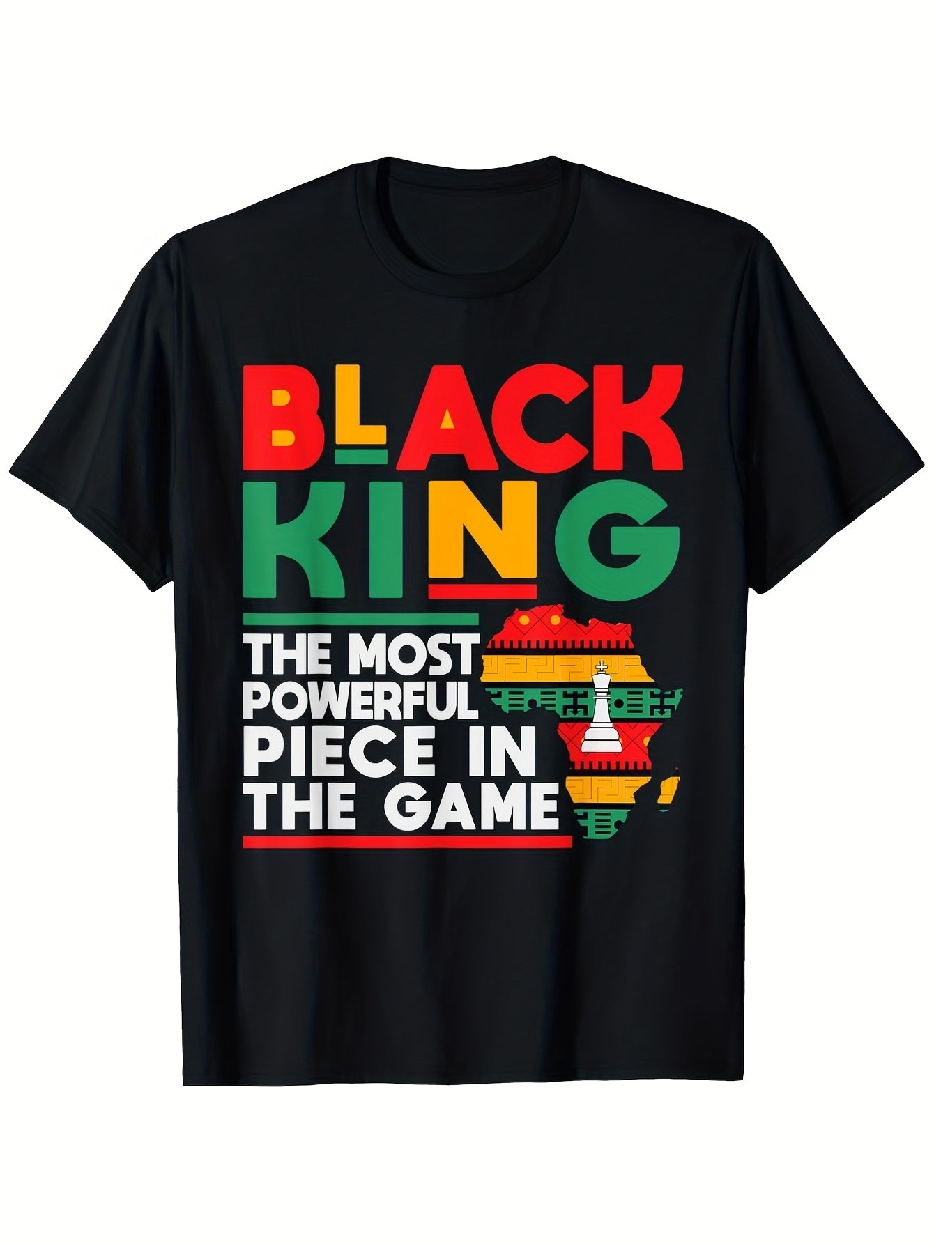 Black King Men'S T-Shirt | Celebrating Black History Month, Comfortable 100% Breathable, Durable, Regular Fit S XXXL, Bold Graphic Design with Chess Piece Motif, Same Style for Men and Women, 2026 Summer Short-Sleeved Printed T-Shirt, 180G