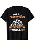 Men'S Casual T-Shirt - Not All Classrooms Have Four Walls | 100%, 180g, Round Neck, Black, Sizes S-XXXL, Perfect for Hiking & Outdoor Activities, Vintage Style, Short Sleeves