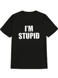 Humorous Men'S T-Shirt - Black with White Text, Lightweight And Breathable Fabric, Regular Fit, Round Neck Casual Tee for Spring, Summer, And Fall. A Fun Gift for Adults' Gatherings & Available in Matching Styles for Both Men And Women. 2026 Summer