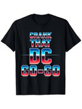 Men's & Women's DC Go Go Music Graphic T-Shirt - Bold Statement Crewneck Short Sleeve Unisex Casual Streetwear with Slight Stretch Lightweight 180gsm Vibrant Blue & Red DC Lettering - All-Seas Same Style for Men and Women 2026 Summer Short-sleeved