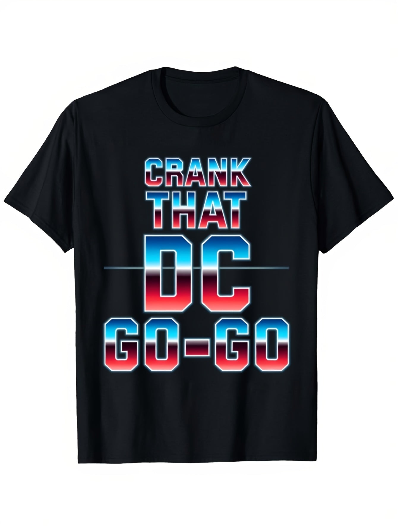 Men's & Women's DC Go Go Music Graphic T-Shirt - Bold Statement Crewneck Short Sleeve Unisex Casual Streetwear with Slight Stretch Lightweight 180gsm Vibrant Blue & Red DC Lettering - All-Seas Same Style for Men and Women 2026 Summer Short-sleeved