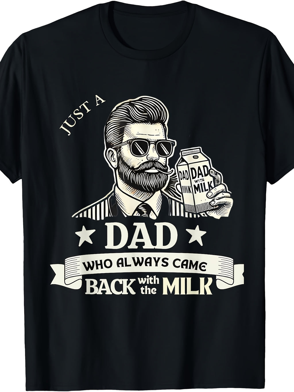 Dad's Milk Themed T Shirt Short Sleeve Crew Neck Regular Fit Machine Washable Same Style for Men and Women 2026 Summer Short-sleeved Printed T-shirt 180G