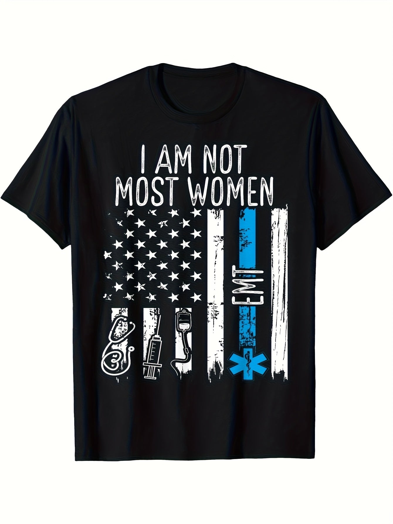 Men'S Vintage Graphic Tee - Features American Flag And Medical Cross Design, 100%, Crew Neck, Short Sleeves, Regular Fit. Ideal Casual Shirt for Father'S Day Gifts And Healthcare Professionals. Matching Style Available for Both Men And Women. Summer