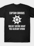 Captain Obvious Boldly Saying What You Already Know T-Shirt | Same Style For Men And Women, 2026 Summer Short-Sleeved Printed T-Shirt, 180G, Vintage Crew Neck, Slight Stretch Fabric, Regular Fit