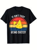 Cheese It: It'S Not Easy Being Cheesy! Humorous T-Shirt for Men, Women, And. Casual Crew Neck Design Suitable for All Seasons, Made from Micro-Elastic 180G Fabric in Black, Available in Sizes S to XXXL. Matching Styles for Both Genders