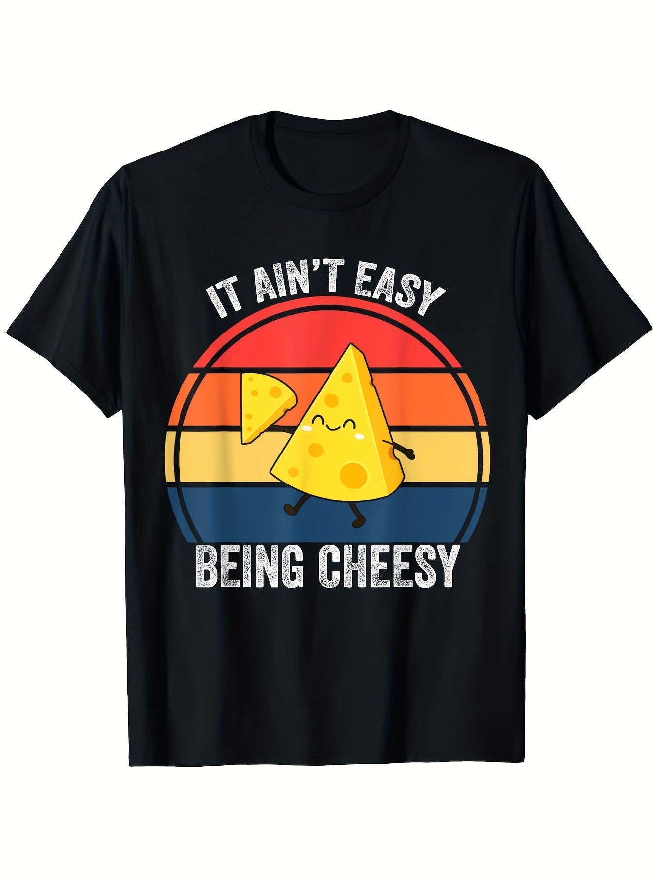 Cheese It: It'S Not Easy Being Cheesy! Humorous T-Shirt for Men, Women, And. Casual Crew Neck Design Suitable for All Seasons, Made from Micro-Elastic 180G Fabric in Black, Available in Sizes S to XXXL. Matching Styles for Both Genders