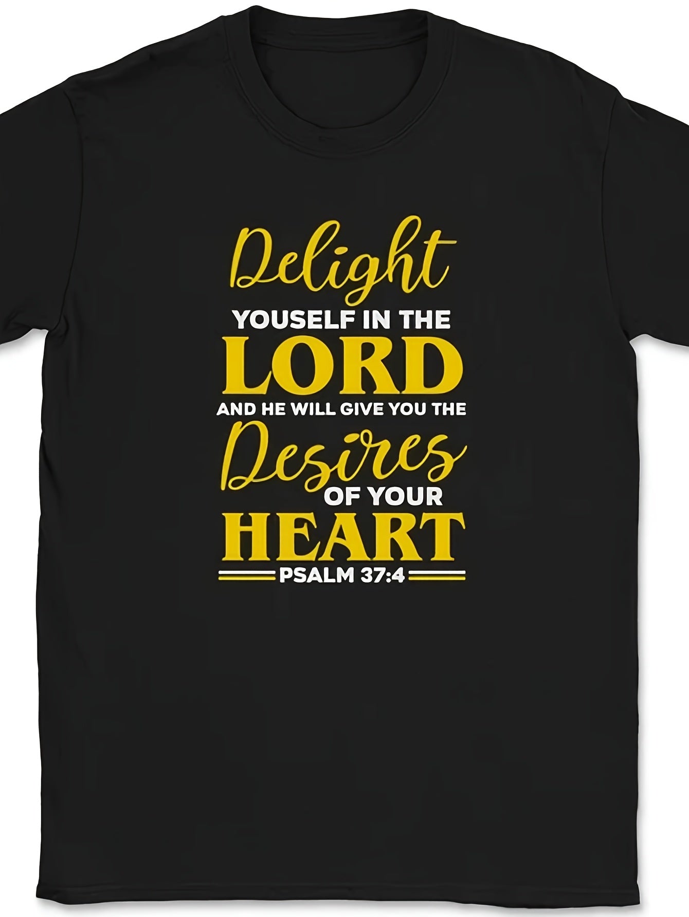 Christian T-Shirt Featuring 'Delight Yourself in The Lord' for Both Men And Women, Perfect for Summer 2026 with Short Sleeves And a 180G Fabric