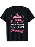Mommy of the Birthday Princess Birthday Girl Family T-shirt Same Style for Men and Women 2026 Summer Short-sleeved Printed T-shirt 180G
