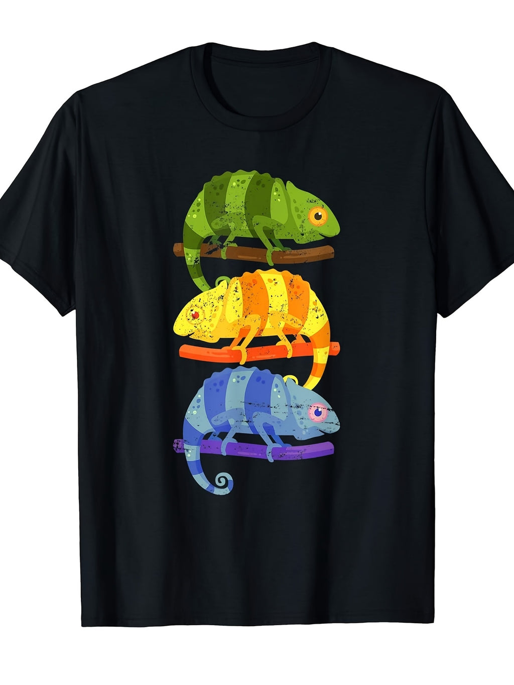Gift for Reptile Enthusiasts Featuring a Chameleon Design, This Unisex Short-Sleeve T-Shirt Is Perfect for Summer 2026, Made from 180G Fabric