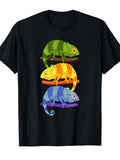 Gift for Reptile Enthusiasts Featuring a Chameleon Design, This Unisex Short-Sleeve T-Shirt Is Perfect for Summer 2026, Made from 180G Fabric