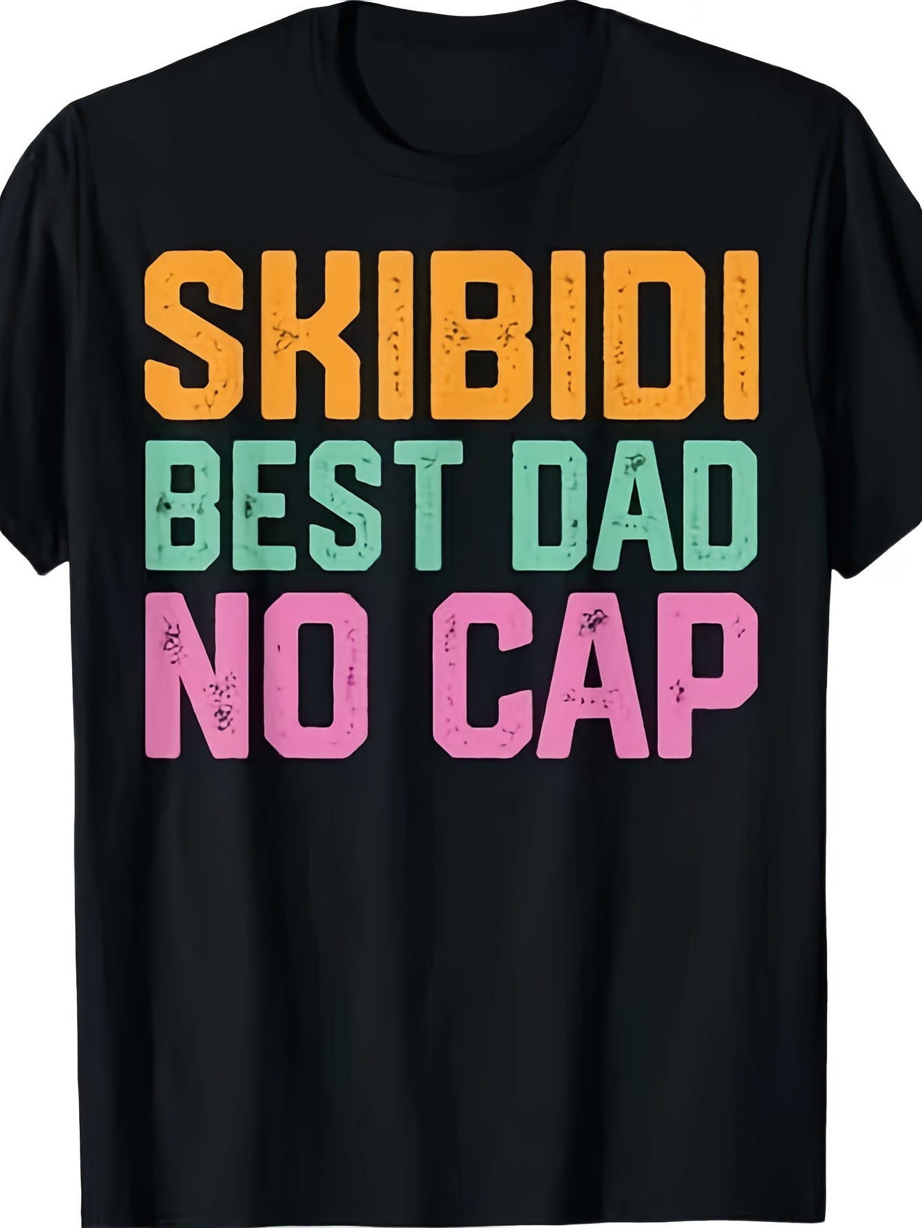 Vintage Skibidi Best Dad No Cap Dad Rizz Funny Father's Day T-Shirt Same Style for Men and Women 2026 Summer Short-sleeved Printed T-shirt 180G