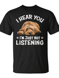 Cute Hear You Not Listening Labradoodle Lover T-Shirt - Monsterry | Same Style For Men And Women, 2026 Summer Short-Sleeved Printed T-Shirt, 180G, Vintage Crew Neck, Slight Stretch Fabric, Regular Fit