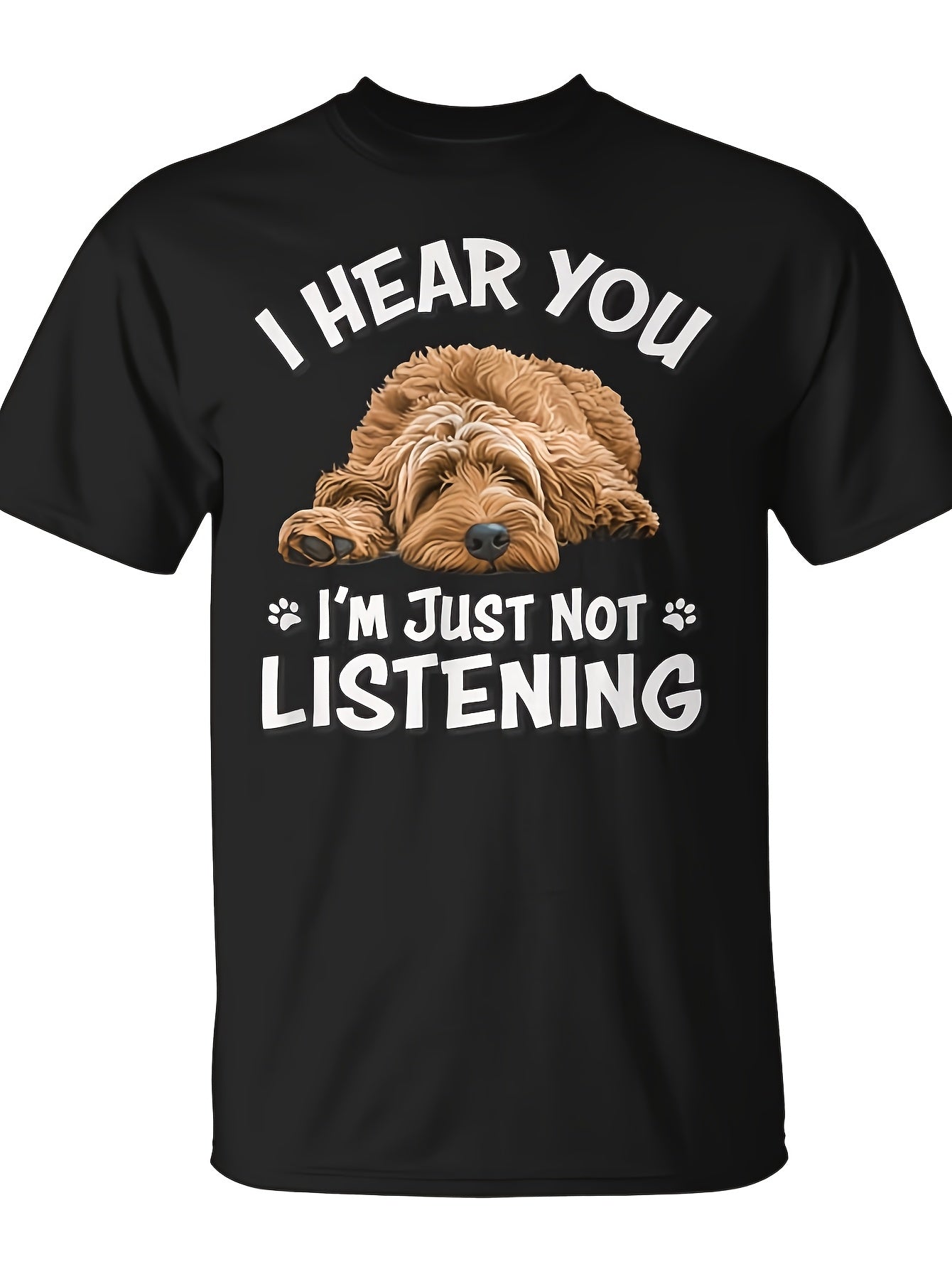 Cute Hear You Not Listening Labradoodle Lover T-Shirt - Monsterry | Same Style For Men And Women, 2026 Summer Short-Sleeved Printed T-Shirt, 180G, Vintage Crew Neck, Slight Stretch Fabric, Regular Fit