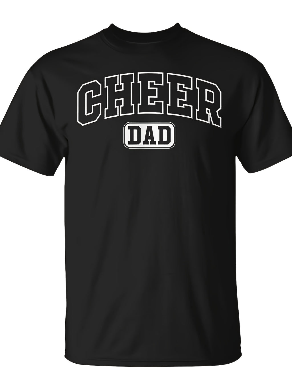 Cheer Dad Athletic Lettering Fathers Day Cheerleader T-Shirt | Same Style For Men And Women, 2026 Summer Short-Sleeved Printed T-Shirt, 180G, Vintage Crew Neck, Slight Stretch Fabric