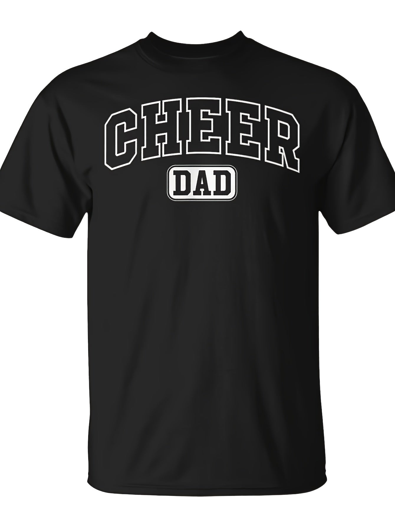 Cheer Dad Athletic Lettering Fathers Day Cheerleader T-Shirt | Same Style For Men And Women, 2026 Summer Short-Sleeved Printed T-Shirt, 180G, Vintage Crew Neck, Slight Stretch Fabric