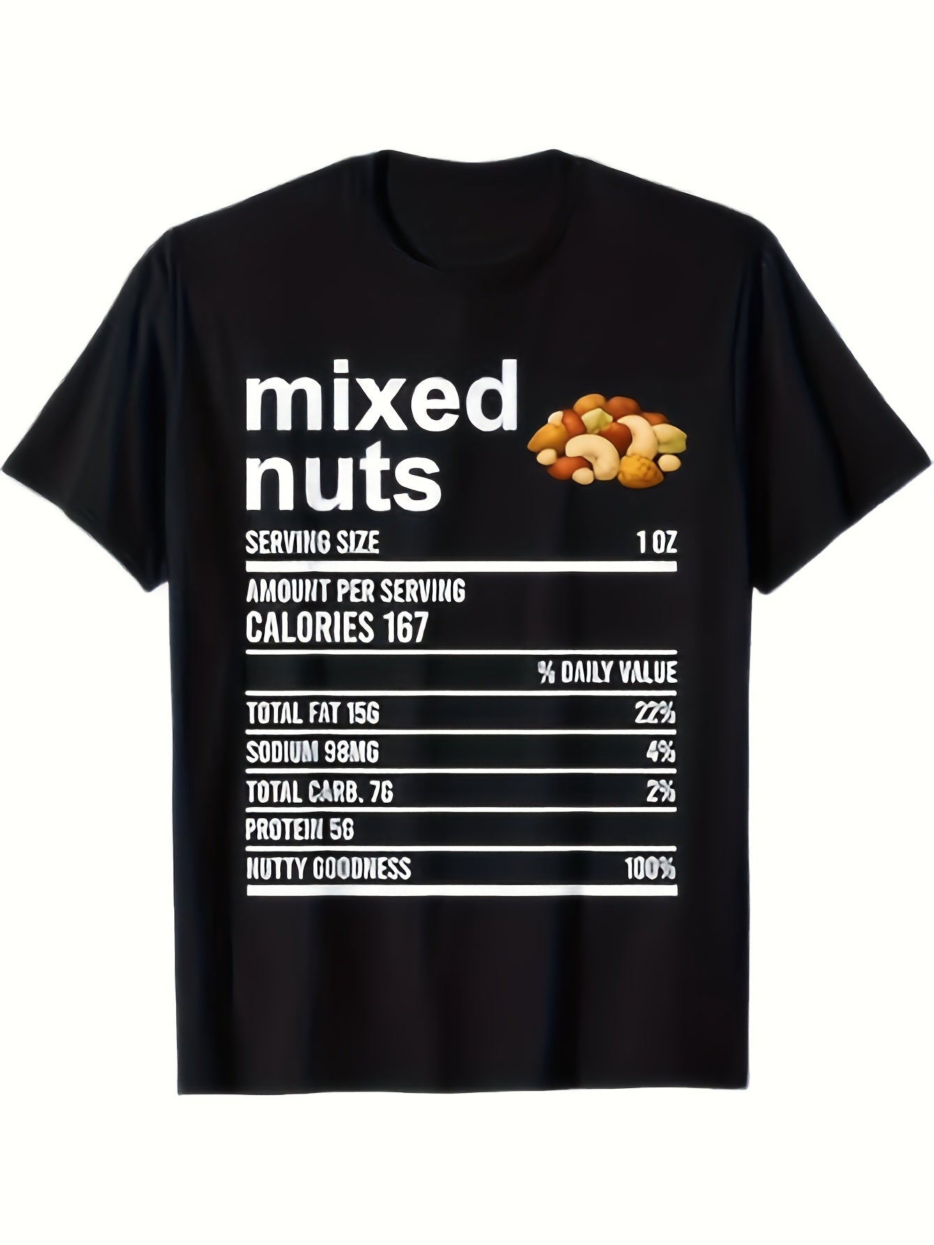Men'S Funny Thanksgiving Funny Nutrition Facts Parody T-Shirt | Black, 100% Soft Everyday Tee, Machine Washable, Short-Sleeved, Vintage Style, Crew Neck, Regular Fit, 180G Fabric - Perfect for Weekend Casual & Daily Use