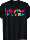Hello Kindergarten Teacher Kids Rainbow Back to School T-Shirt Sweater Hoodie Same Style for Men and Women 2026 Summer Short-sleeved Printed T-shirt 180G