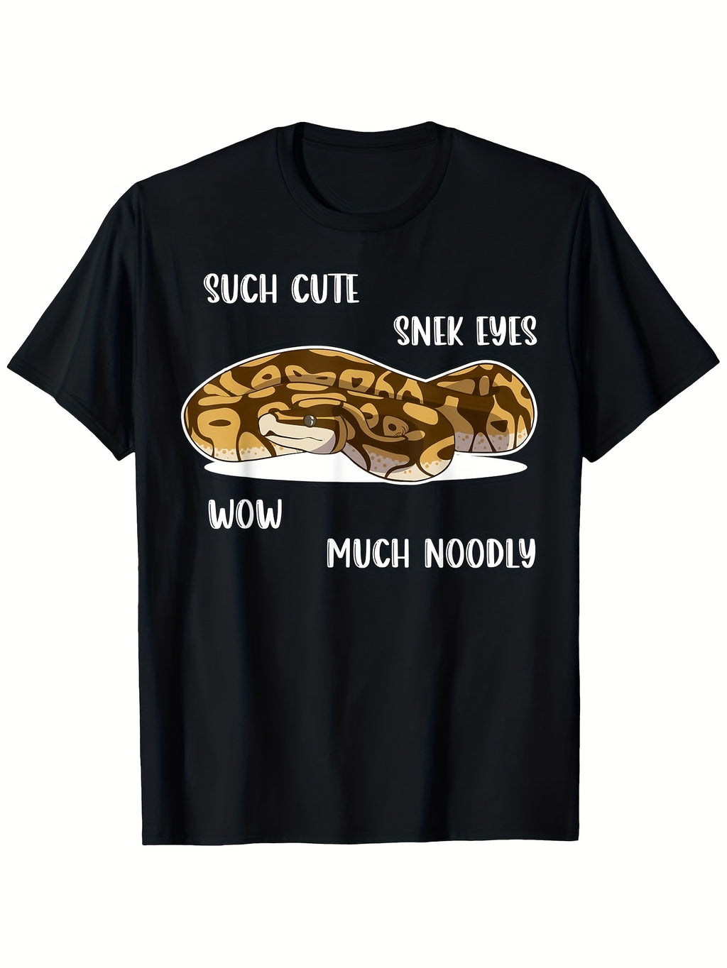 Men's Funny Such Cute Snk Eyes Wow Much Noodly Snake Noodle Graphic T-Shirt - 100% 180gsm Relaxed Fit Casual Streetwear Tee Black Sizes XL-XXXXXL Allseason Apparel Playful Print Shir Same Style for Men and Women 2026 Summer Short-sleeved Printed T